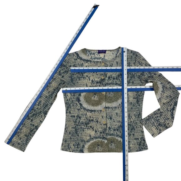 Future Ozbek Cardigan Sweater 42 US/8 Long Sleeve Button Front Shiny Knit Italy - Picture 5 of 12